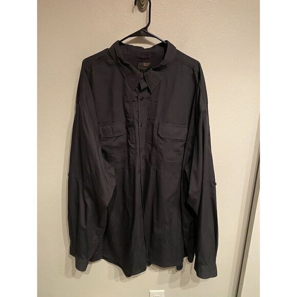 5.11 Tactical Mens 5XLT Tall Taclite Pro Long Sleeve Button Up Shirt Black - Picture 1 of 8